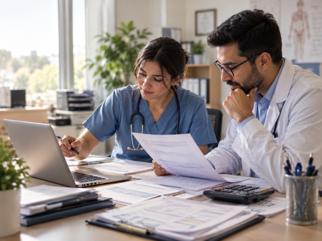 Clinicians Reviewing Medical Documents Together